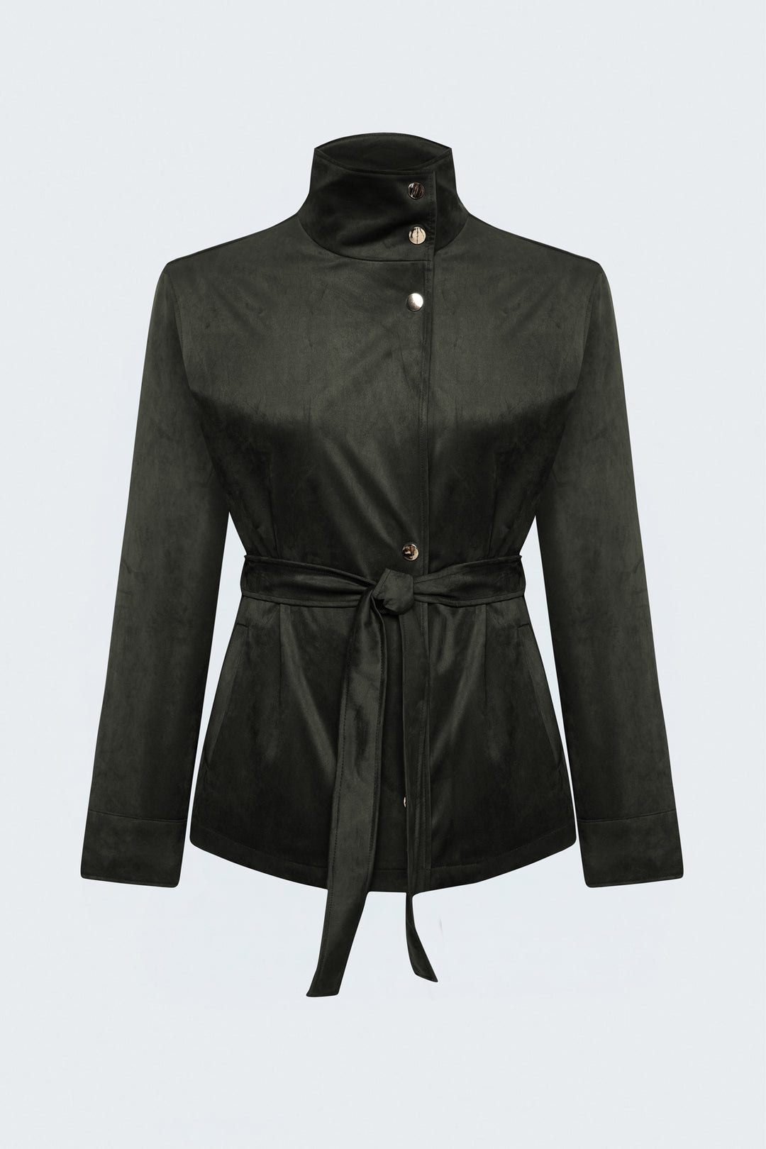 Sateen Veste en suède avec ceinture - Kaki