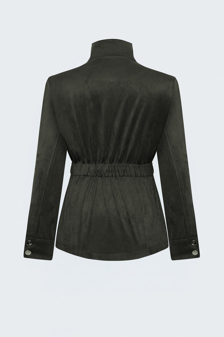 Sateen Veste en suède avec ceinture - Kaki
