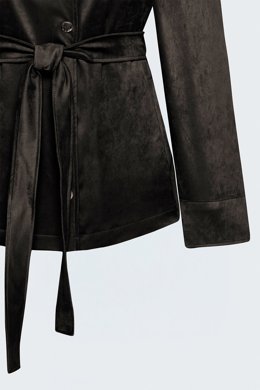 Sateen Veste en suède avec ceinture - Marron