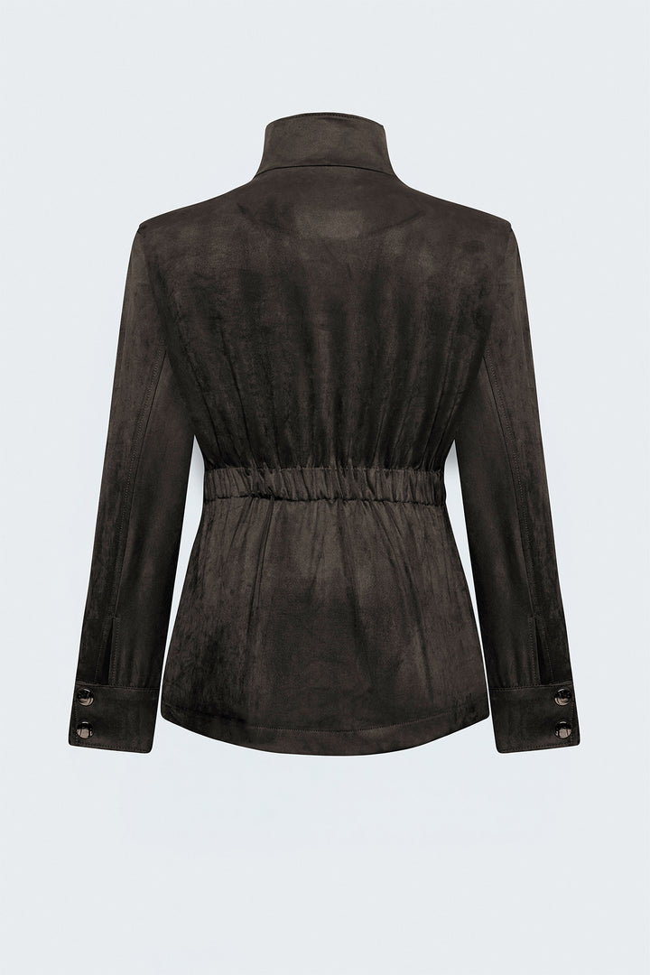 Sateen Veste en suède avec ceinture - Marron
