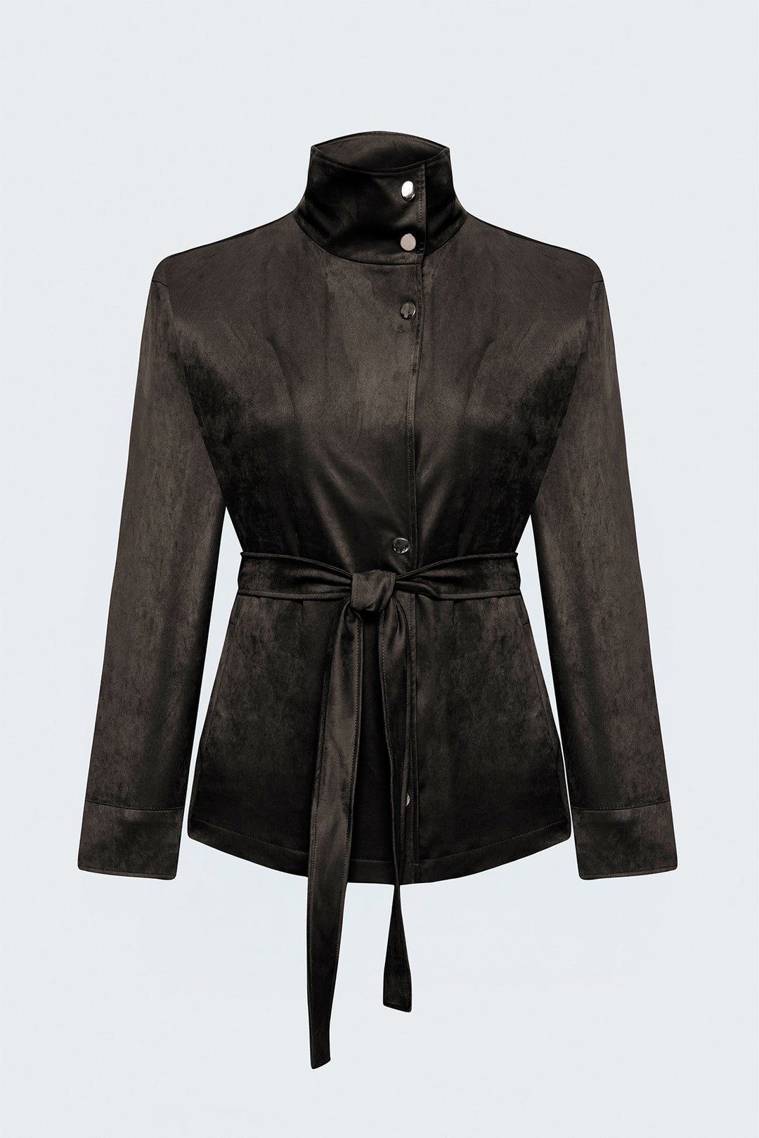 Sateen Veste en suède avec ceinture - Marron