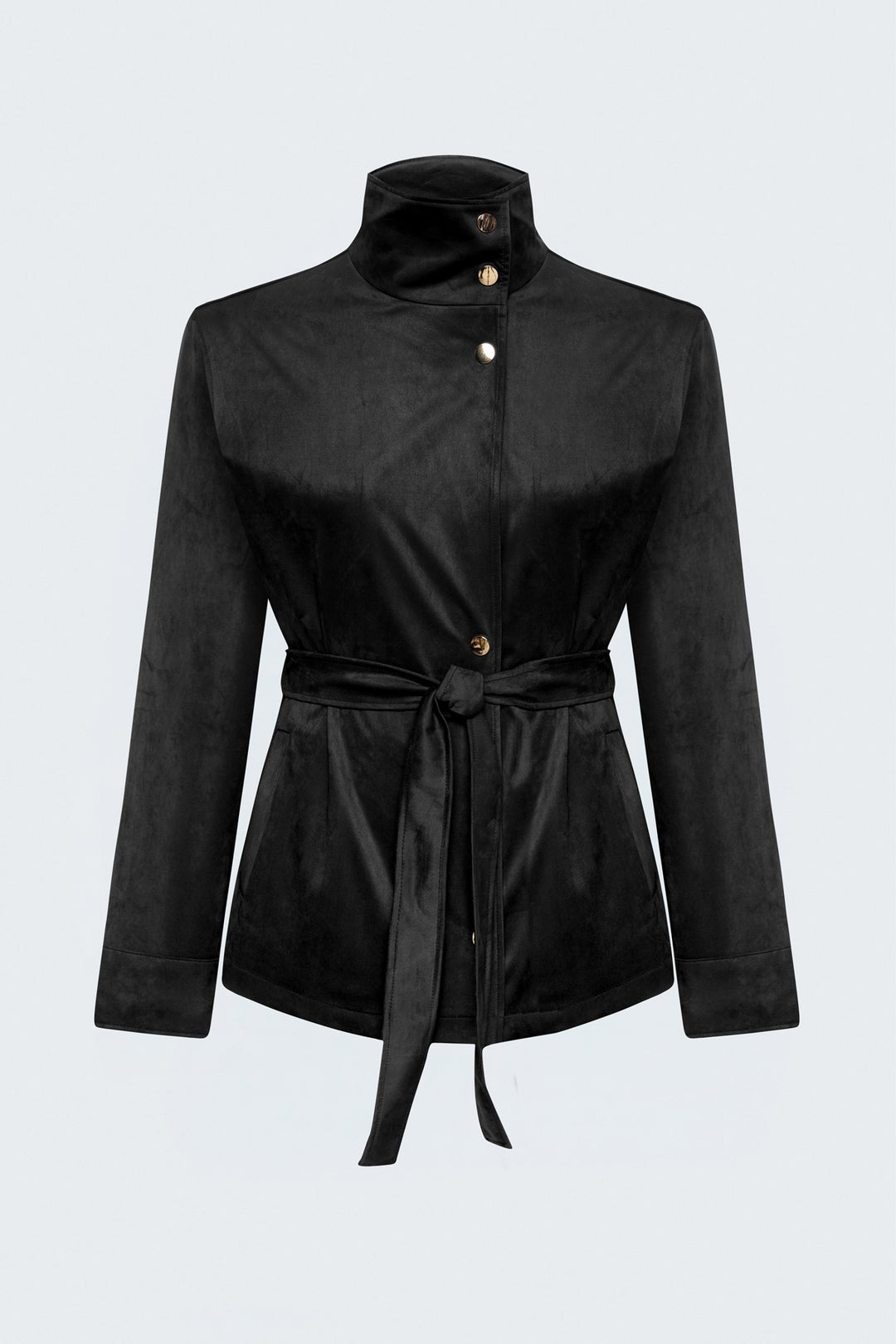 Sateen Veste en suède avec ceinture - Noir