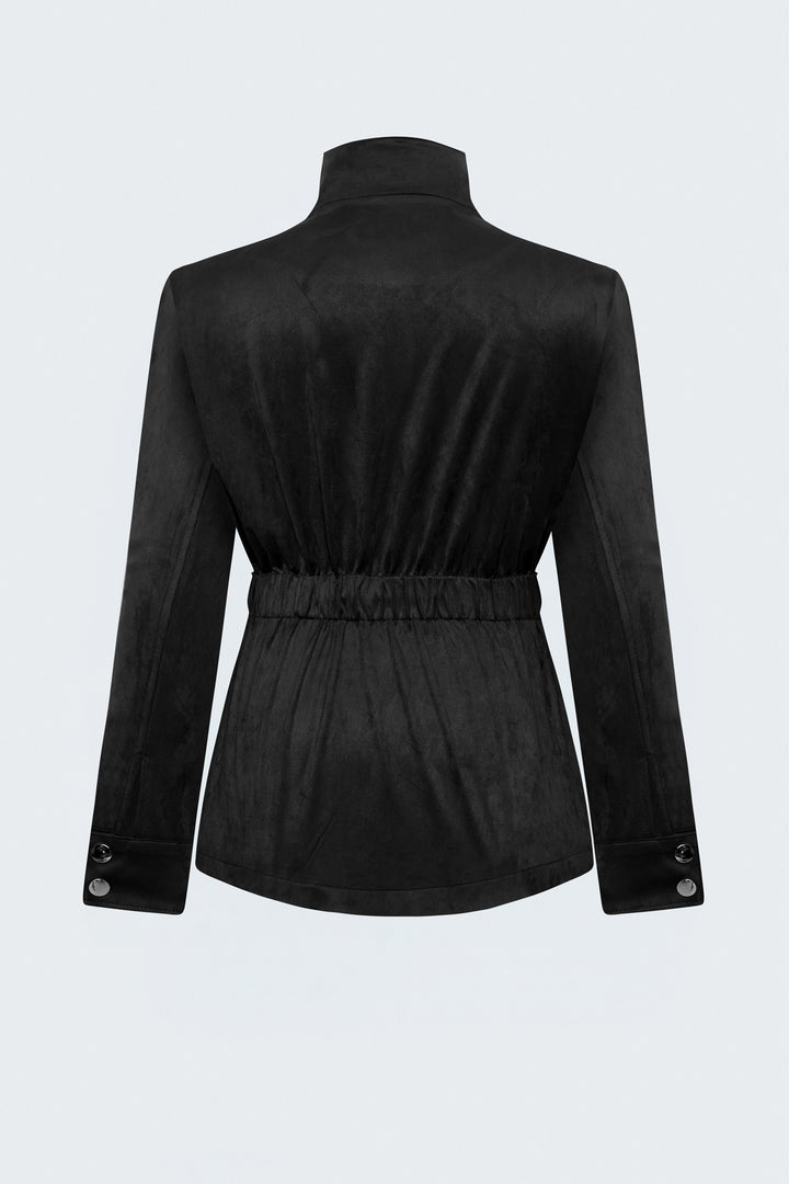 Sateen Veste en suède avec ceinture - Noir