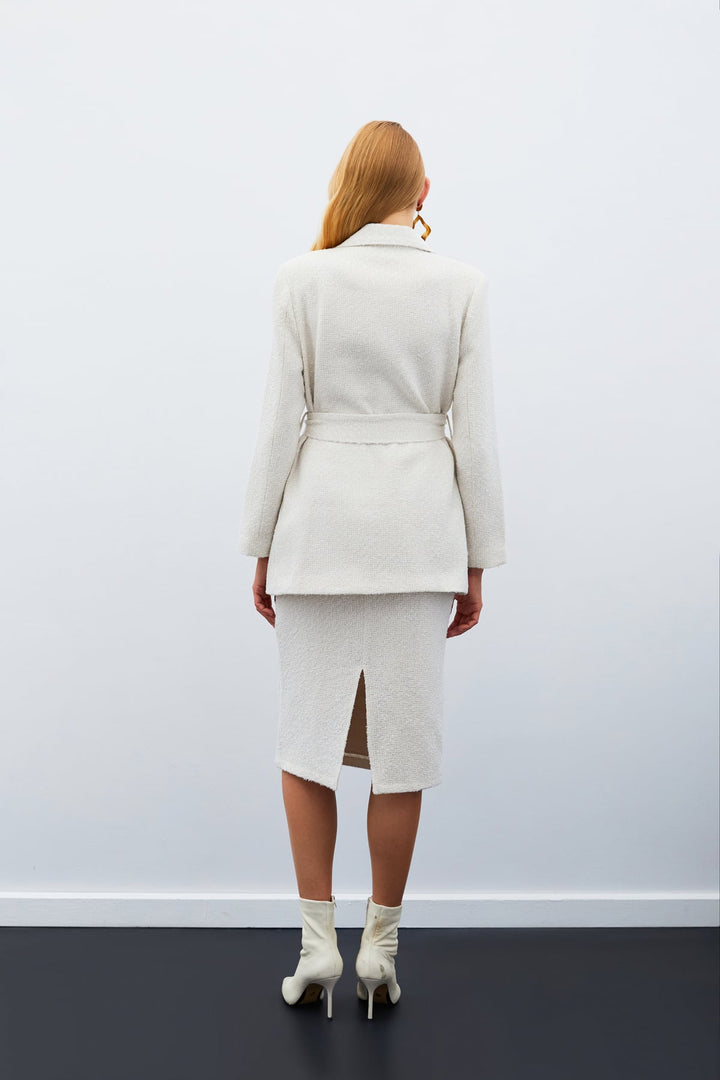 Sateen Veste en tweed avec ceinture - Pierre