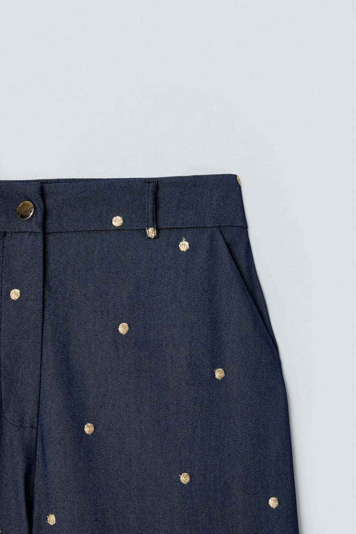 Sateen Pantalon Laura - Bleu marine