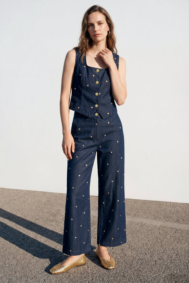 Sateen Pantalon Laura - Bleu marine