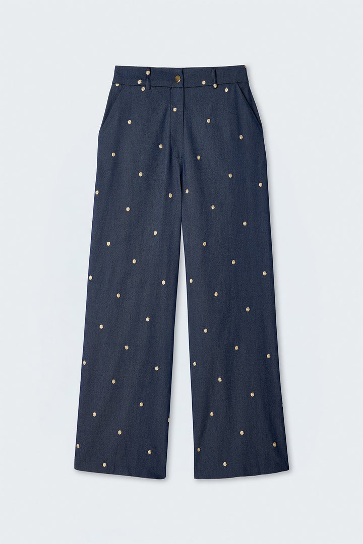 Sateen Pantalon Laura - Bleu marine