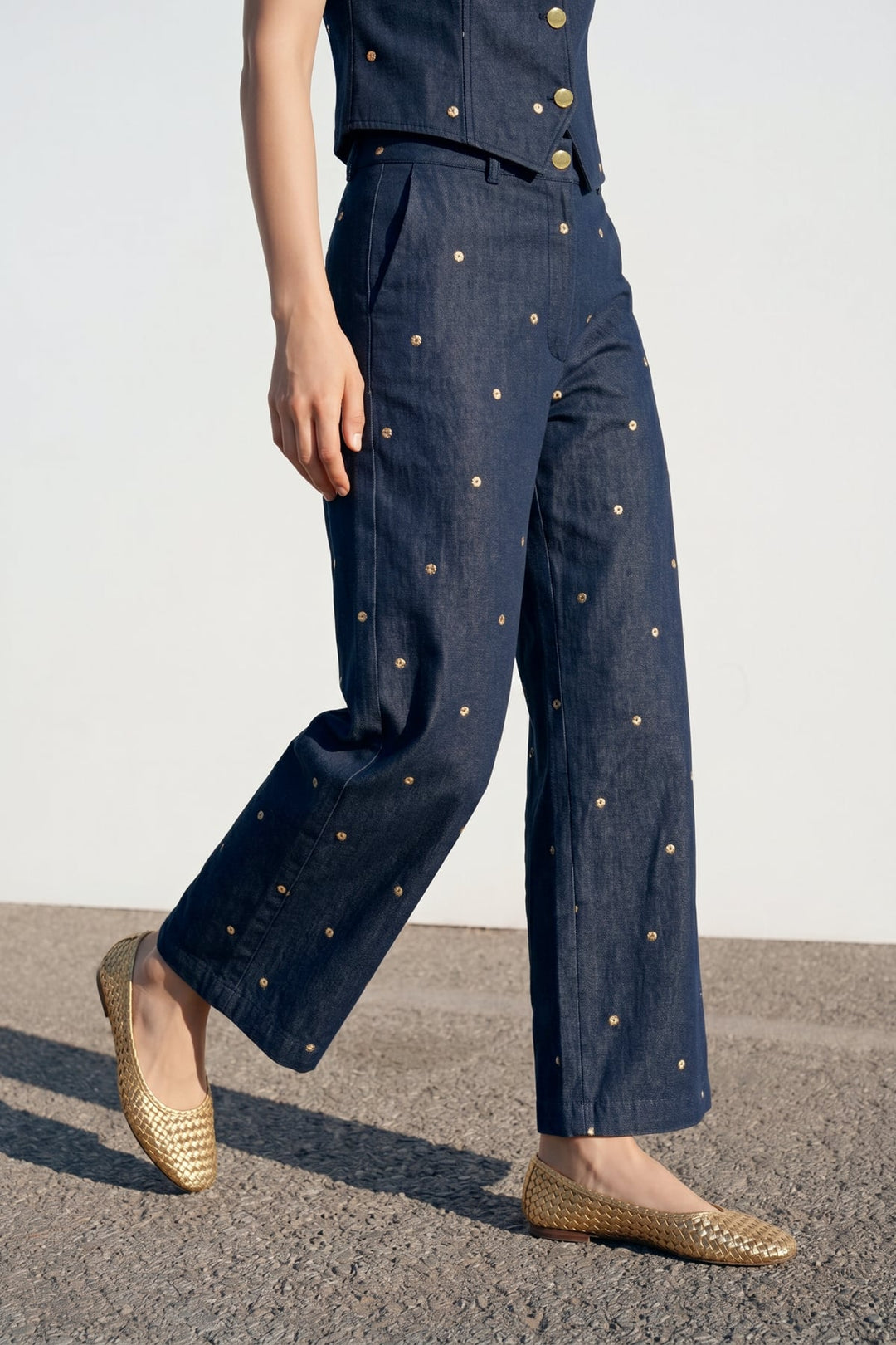 Sateen Pantalon Laura - Bleu marine