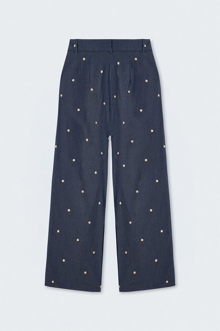 Sateen Pantalon Laura - Bleu marine
