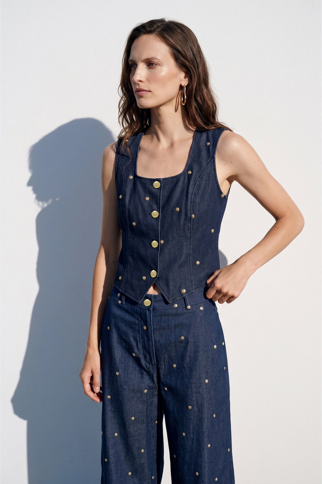 Sateen Gilet Laura - Bleu marine
