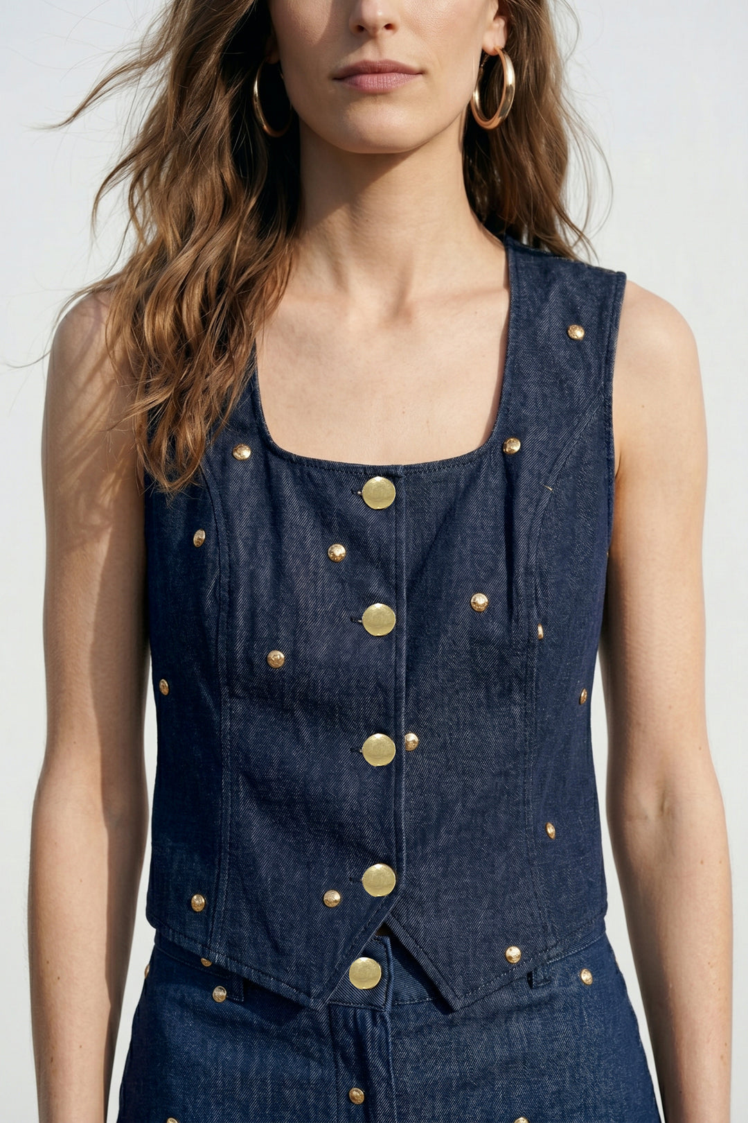Sateen Gilet Laura - Bleu marine