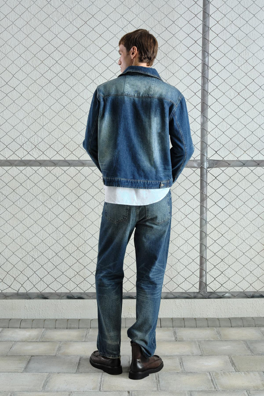 Giesto Veste en denim lavée effet laser - Bleu