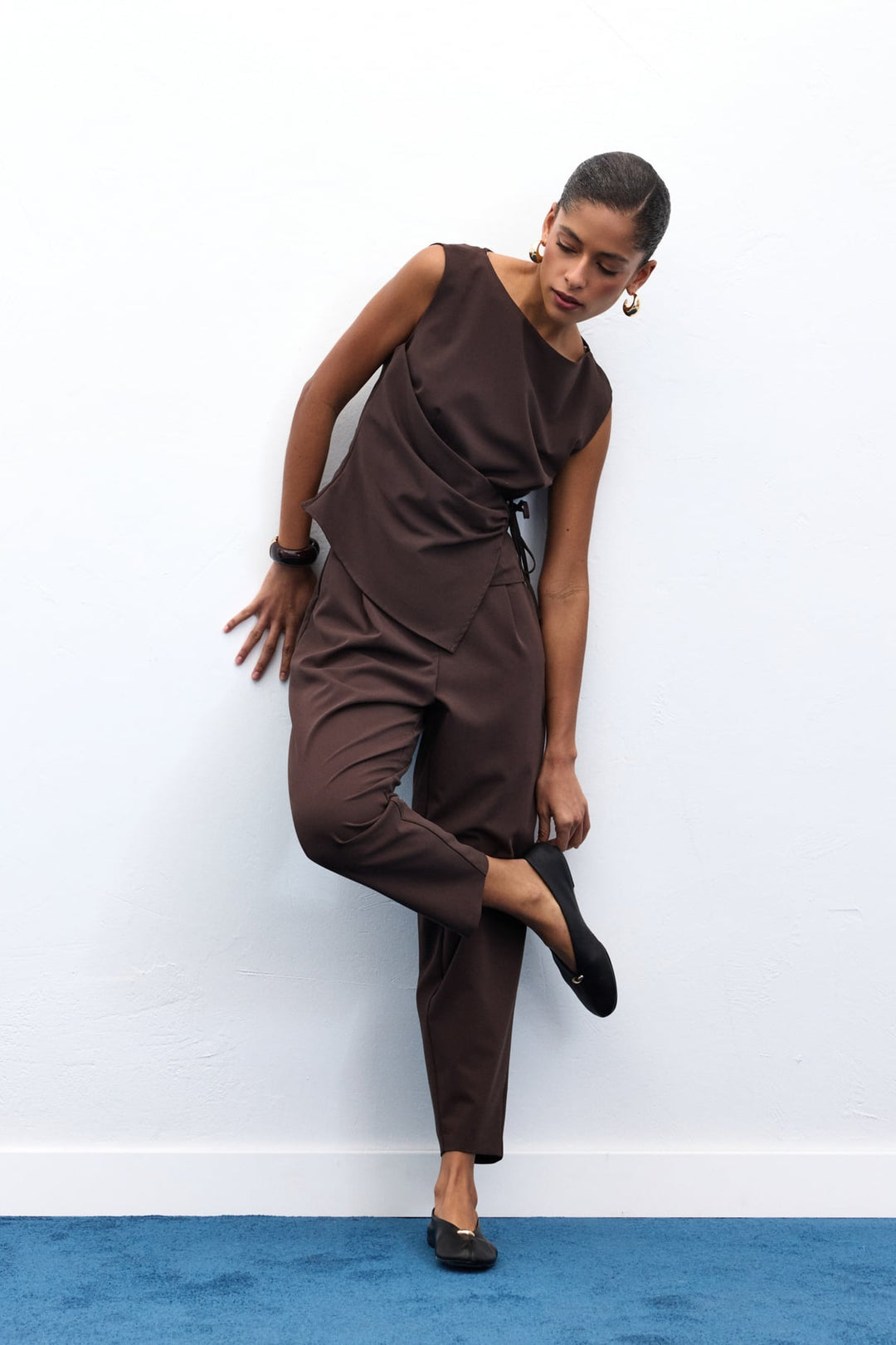 Sateen Blouse Lena - Marron