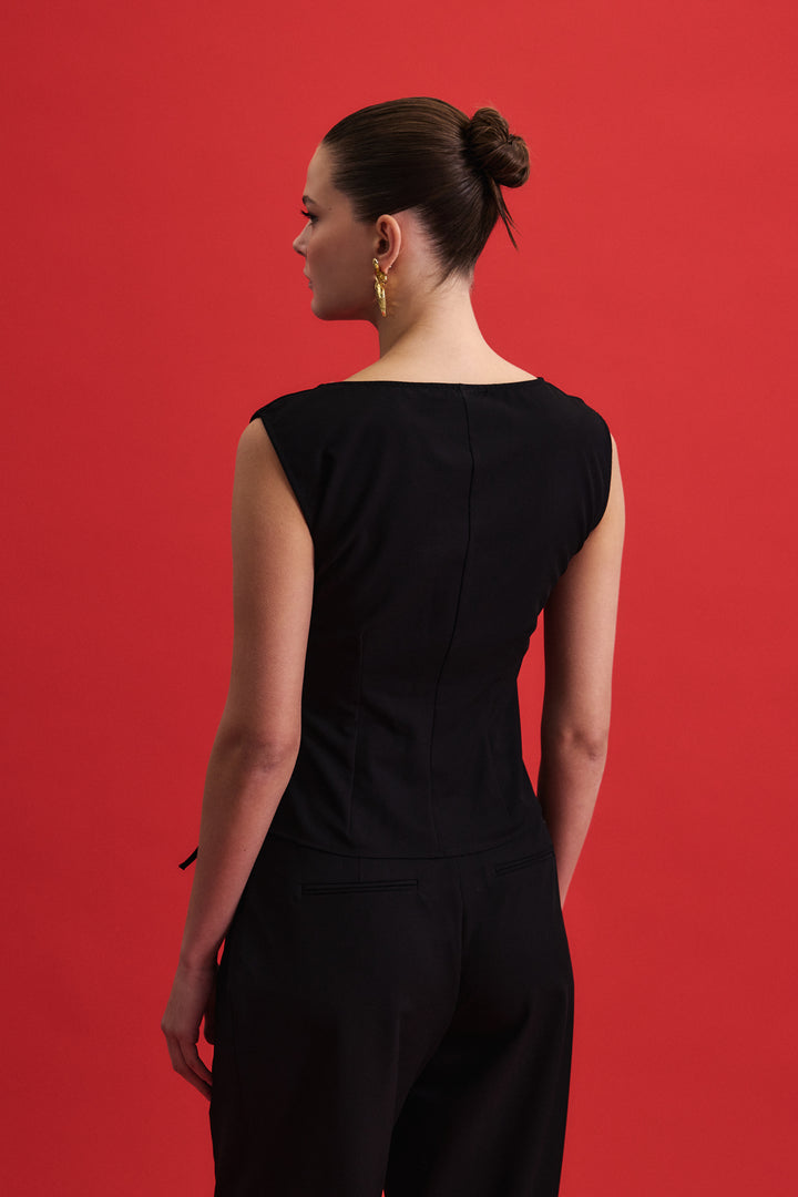 Sateen Blouse Lena - Noir