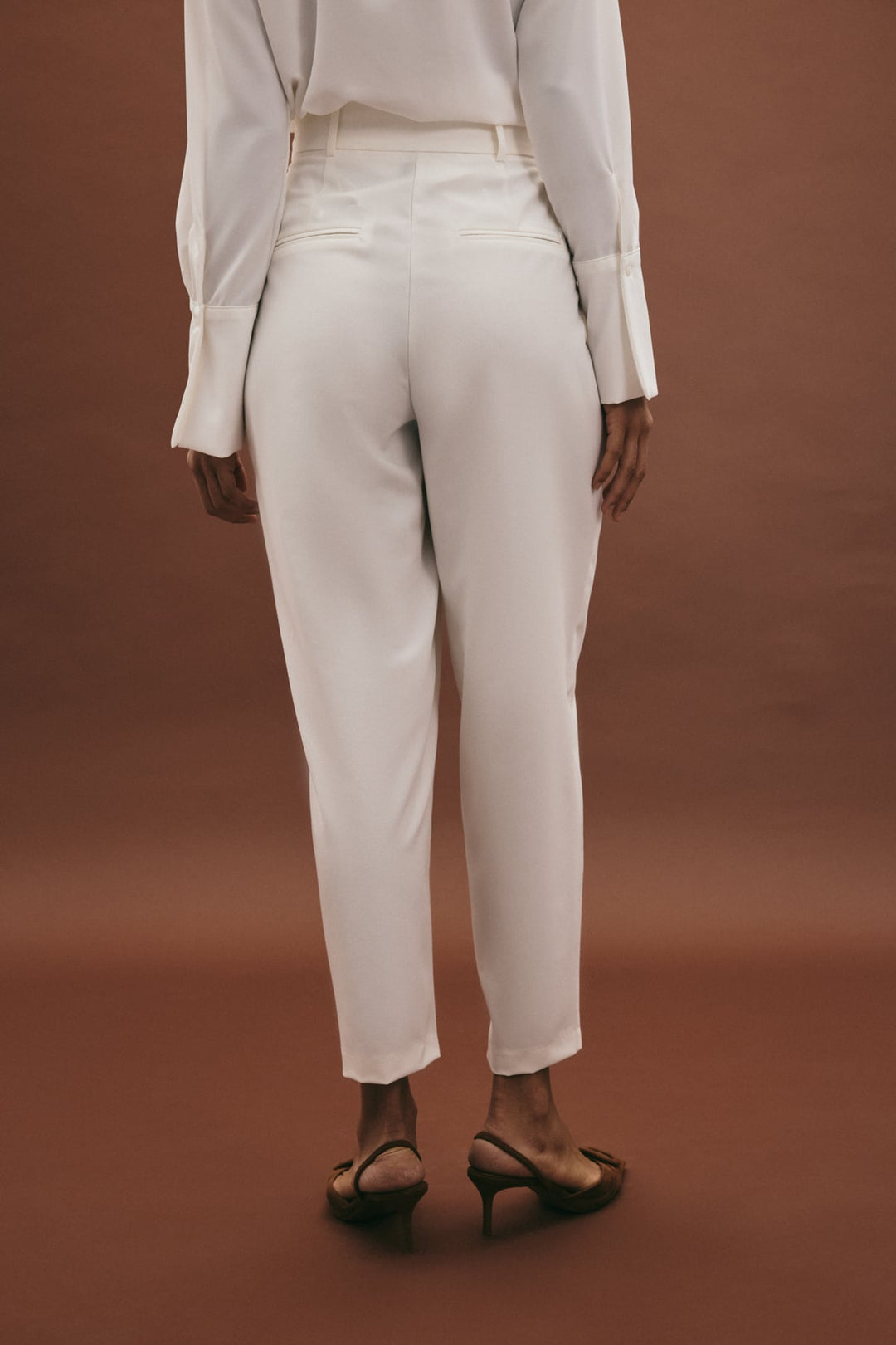 Sateen Pantalon Carotte Lena - Écru