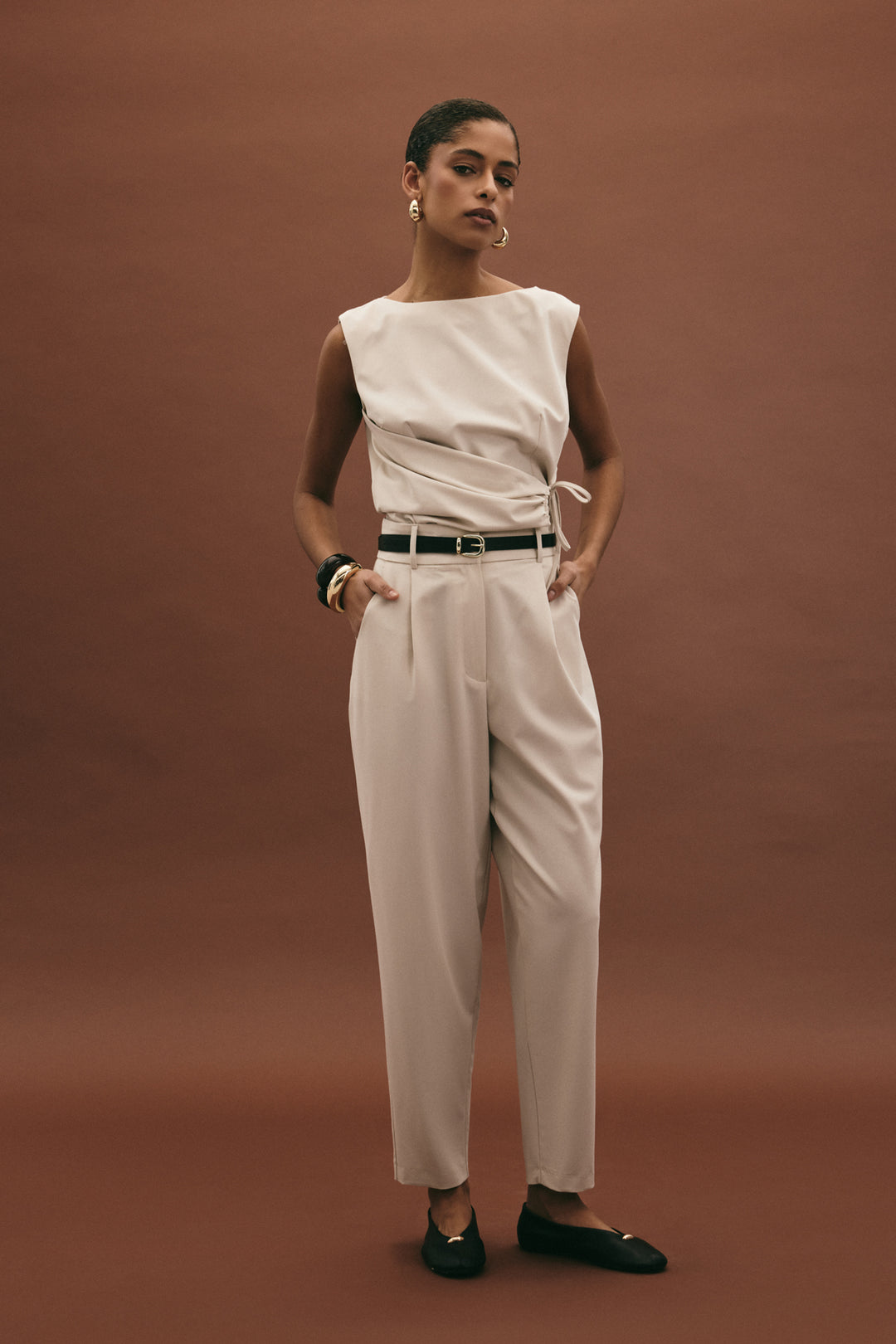 Sateen Pantalon Carotte Lena - Pierre