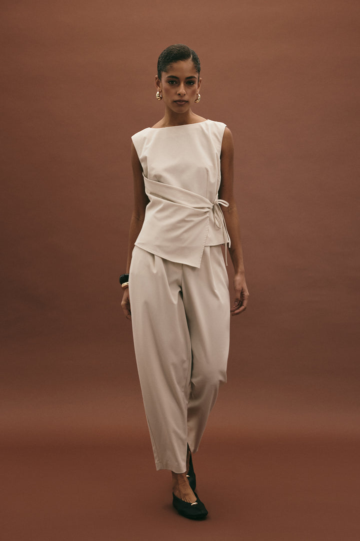 Sateen Pantalon Carotte Lena - Pierre