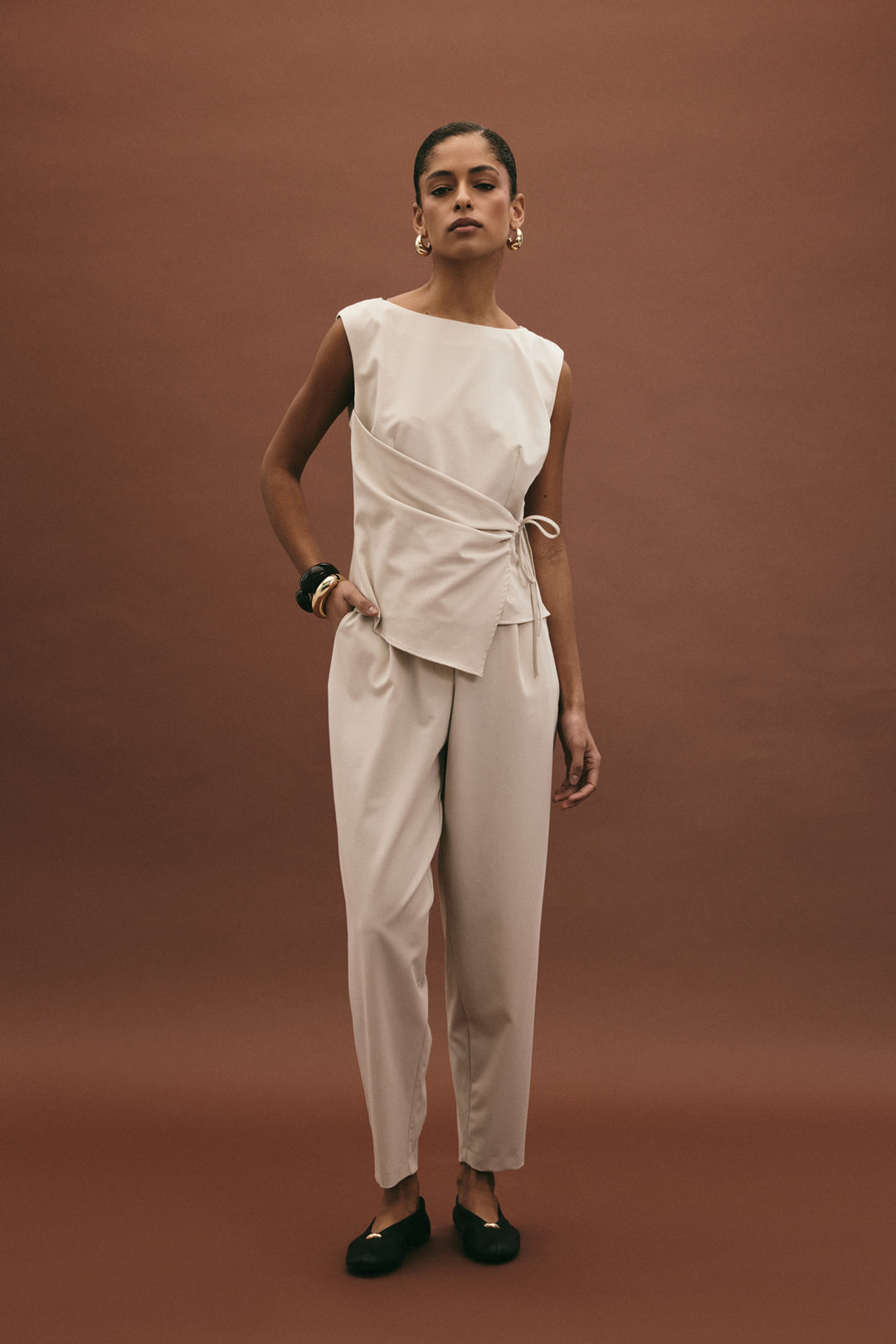 Sateen Pantalon Carotte Lena - Pierre