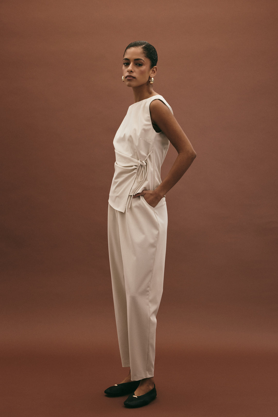 Sateen Pantalon Carotte Lena - Pierre