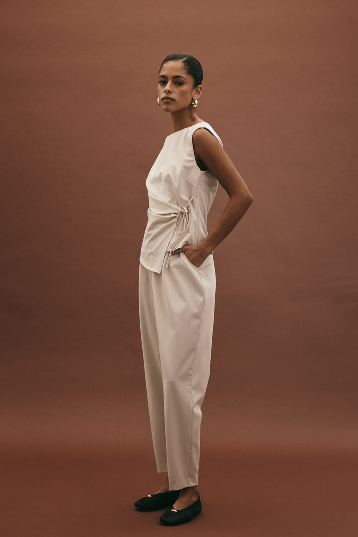 Sateen Pantalon Carotte Lena - Pierre