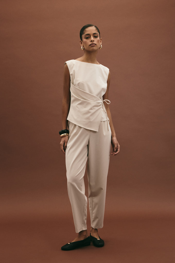 Sateen Pantalon Carotte Lena - Pierre