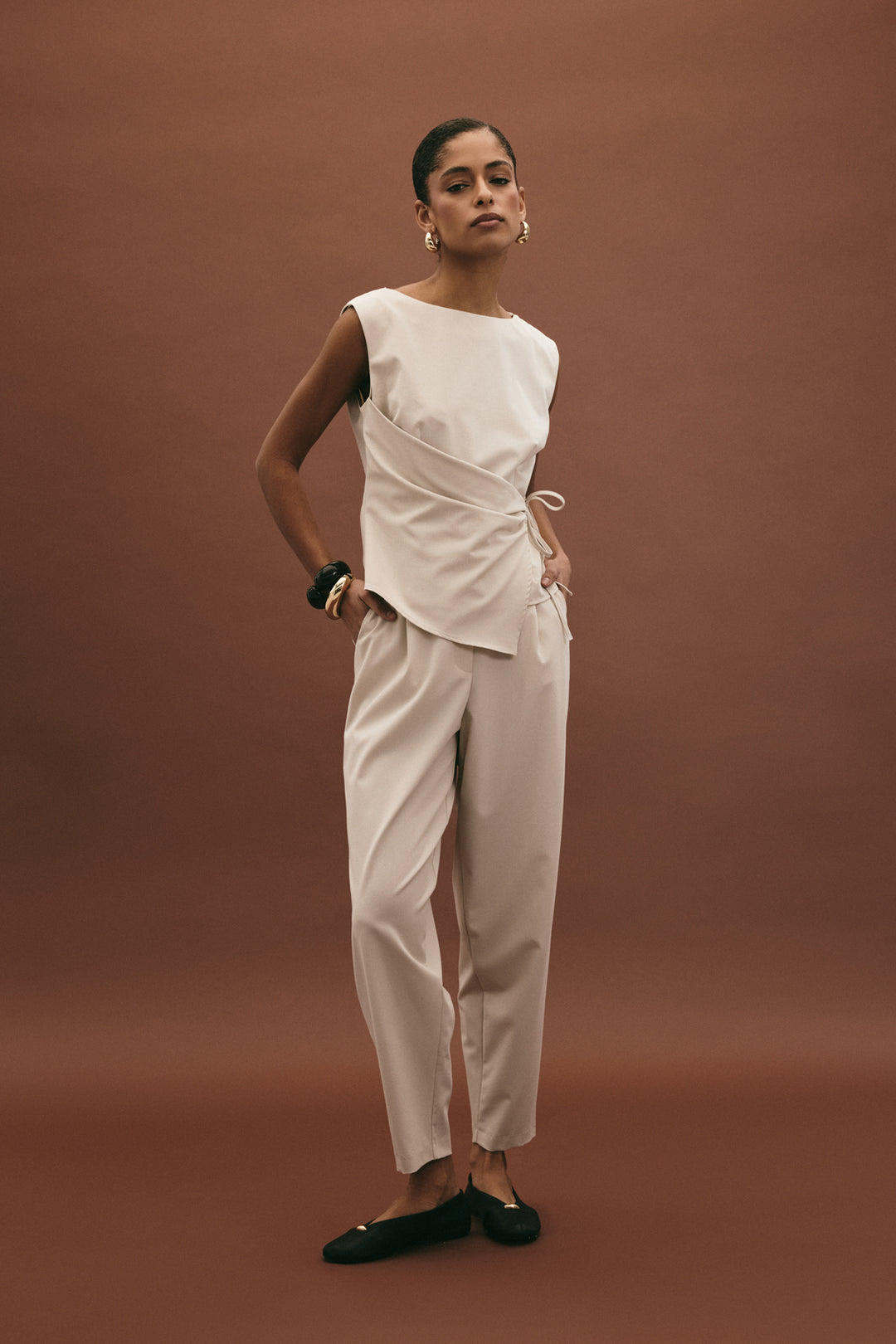 Sateen Pantalon Carotte Lena - Pierre