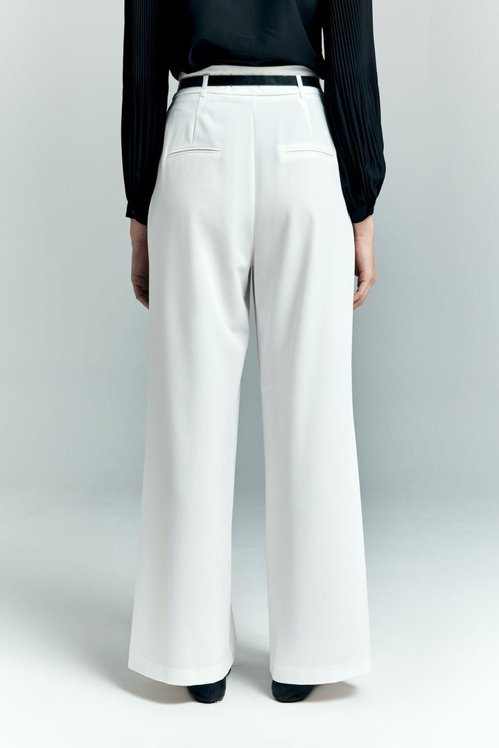 Sateen Lena Pantalon Palazzo - Écru