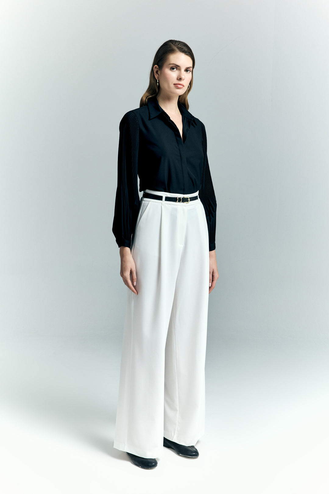 Sateen Lena Pantalon Palazzo - Écru
