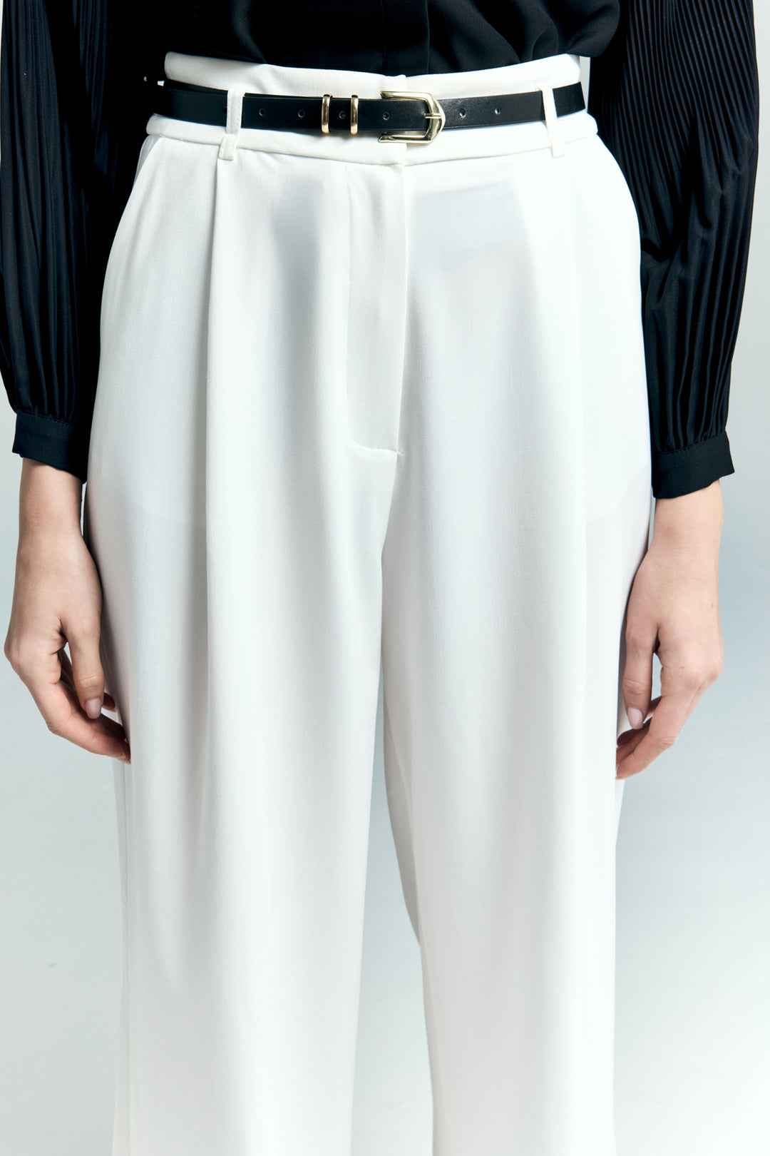 Sateen Lena Pantalon Palazzo - Écru