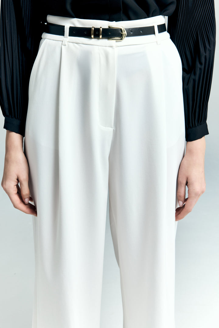 Sateen Lena Pantalon Palazzo - Écru