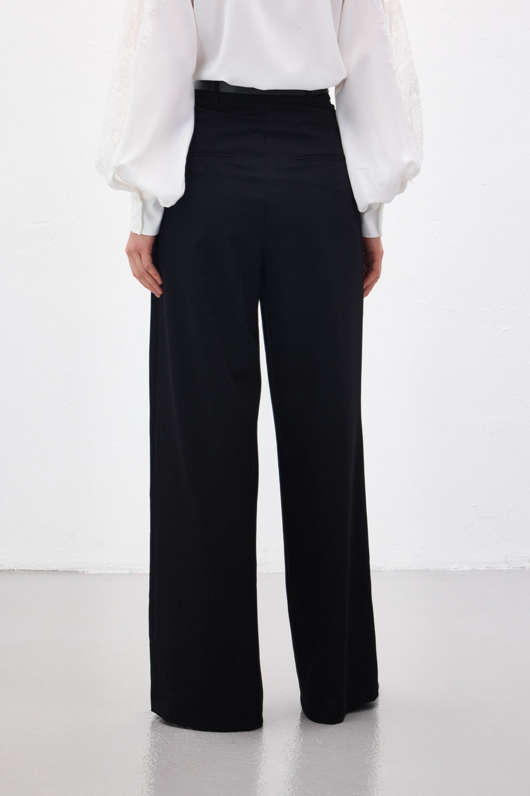 Sateen Lena Pantalon Palazzo - Noir