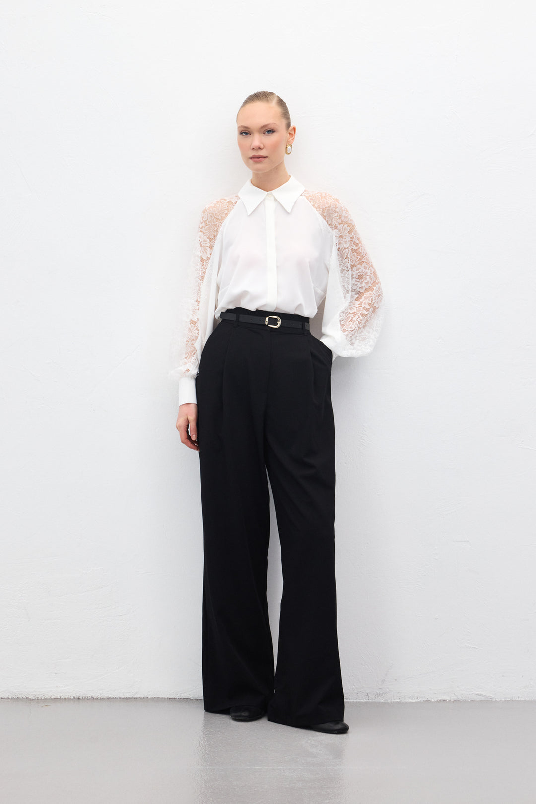 Sateen Lena Pantalon Palazzo - Noir