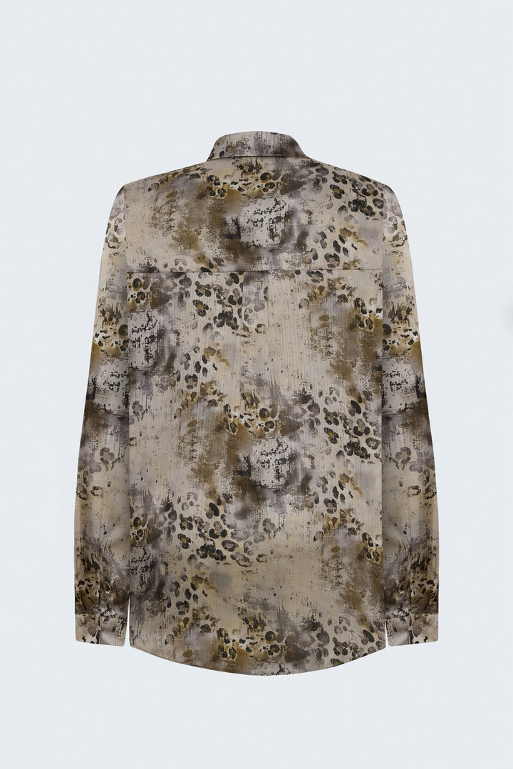 Sateen Chemise à motif léopard - Vison