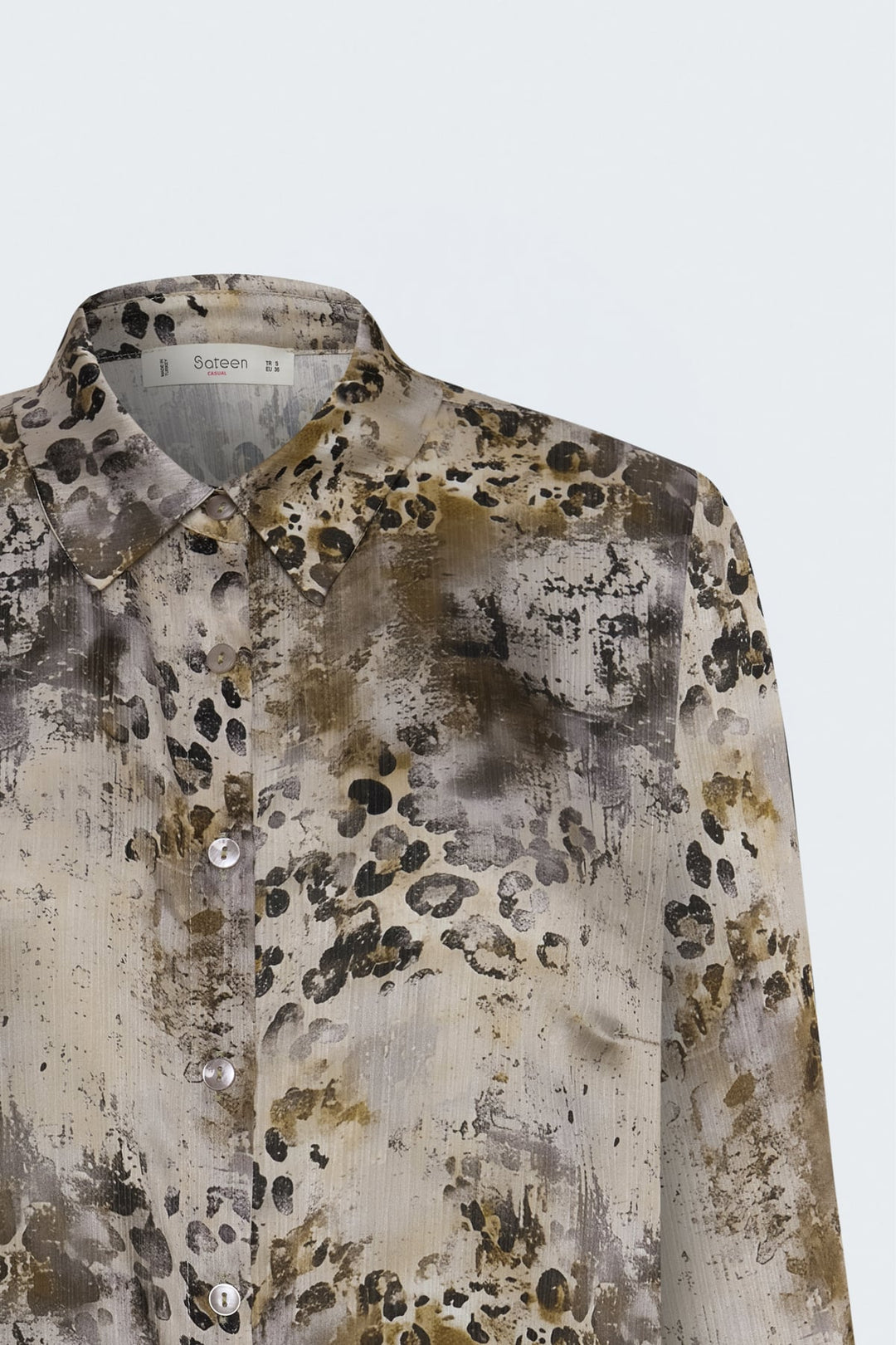 Sateen Chemise à motif léopard - Vison