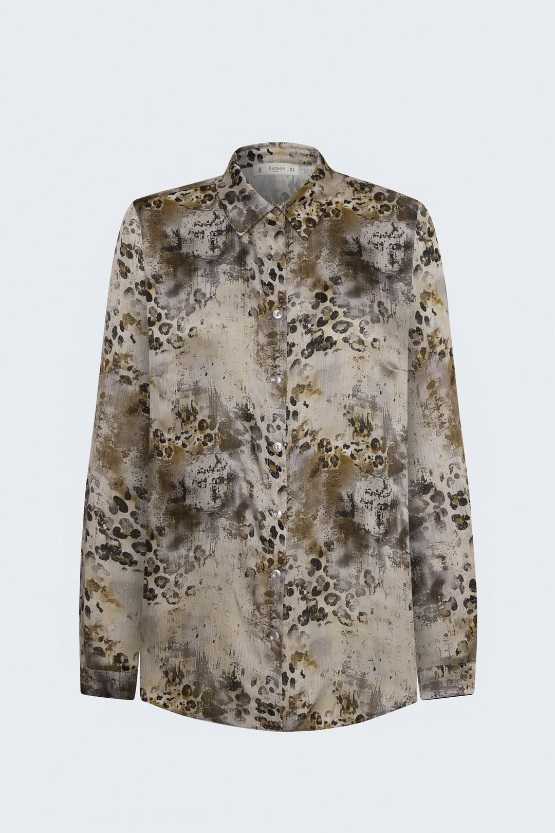 Sateen Chemise à motif léopard - Vison
