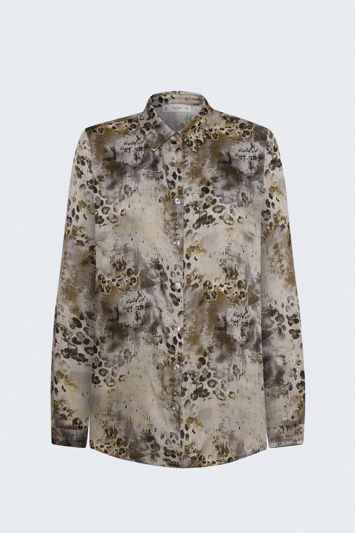 Sateen Chemise à motif léopard - Vison