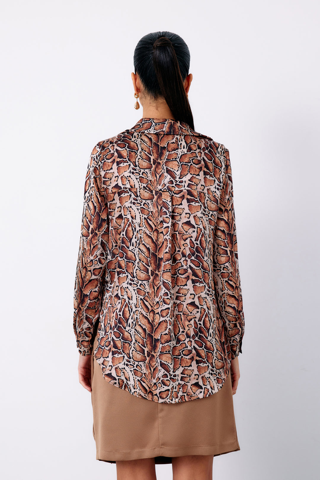 Sateen Chemise classique à motifs léopard - Tabac