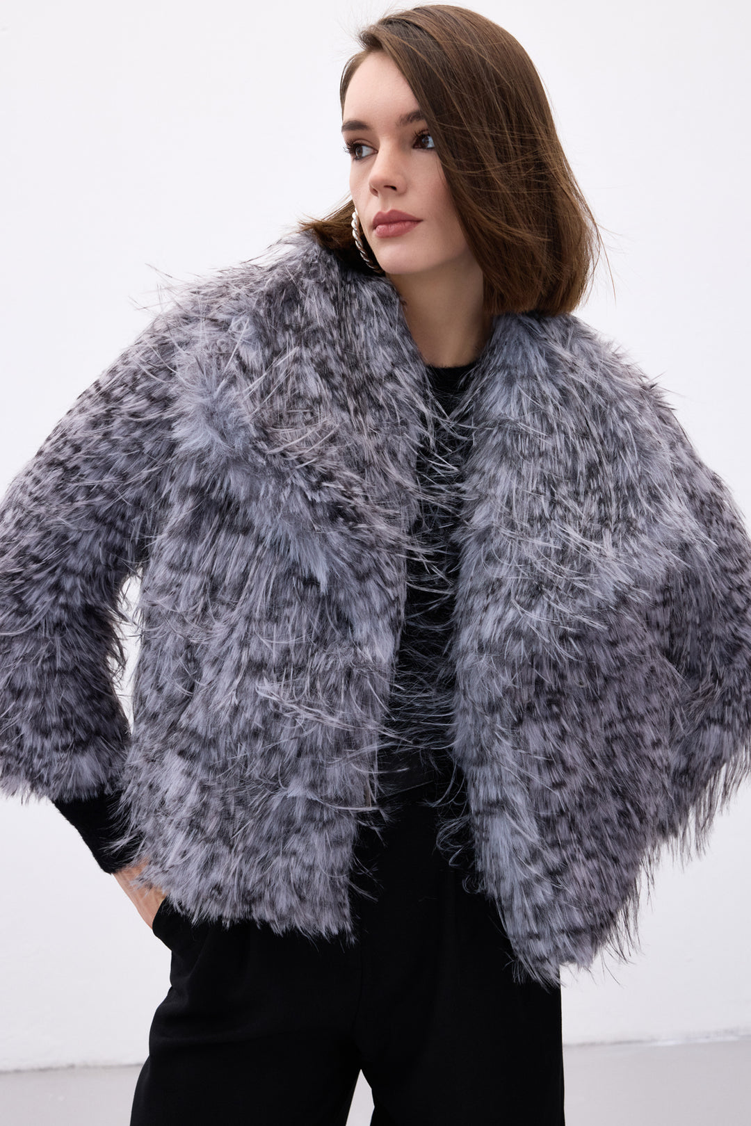 Sateen Faux Fur Léopard - Gris