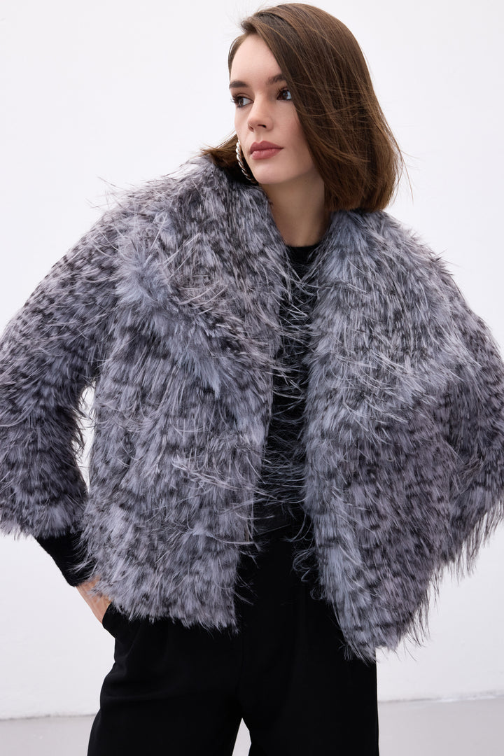 Sateen Faux Fur Léopard - Gris
