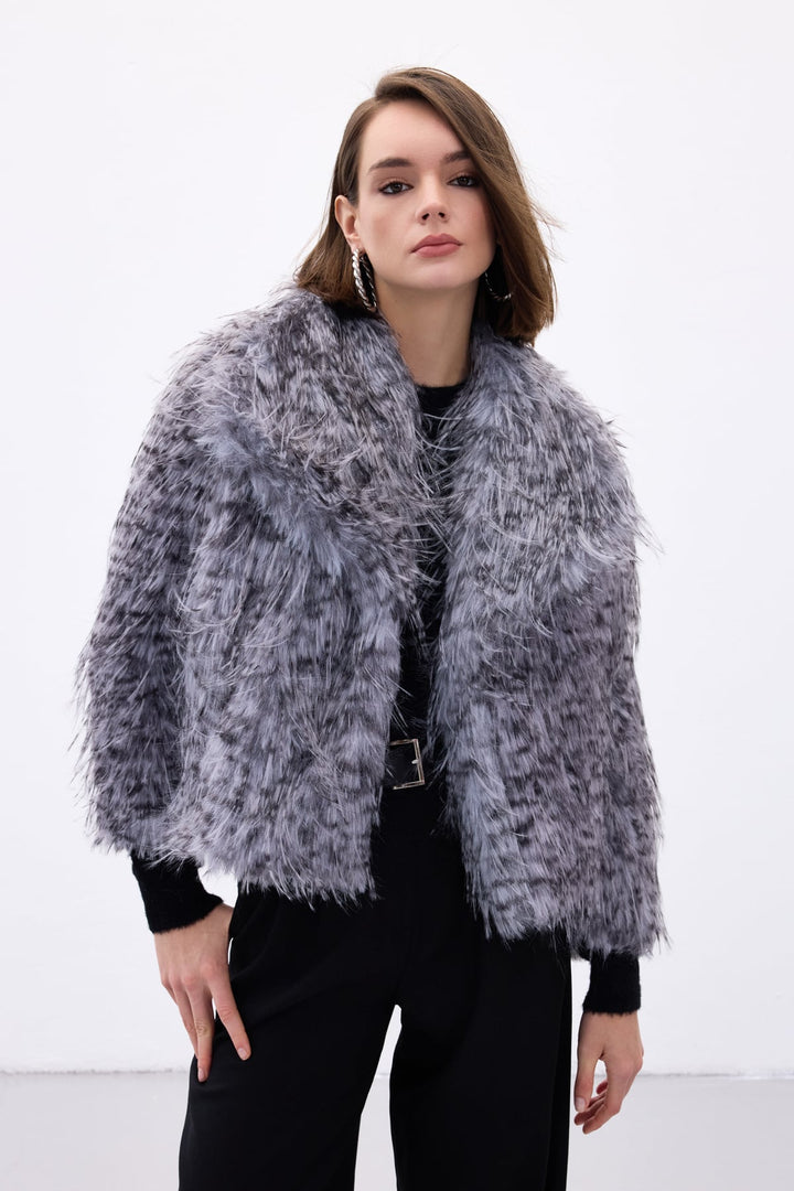 Sateen Faux Fur Léopard - Gris