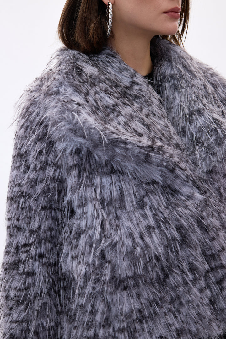 Sateen Faux Fur Léopard - Gris
