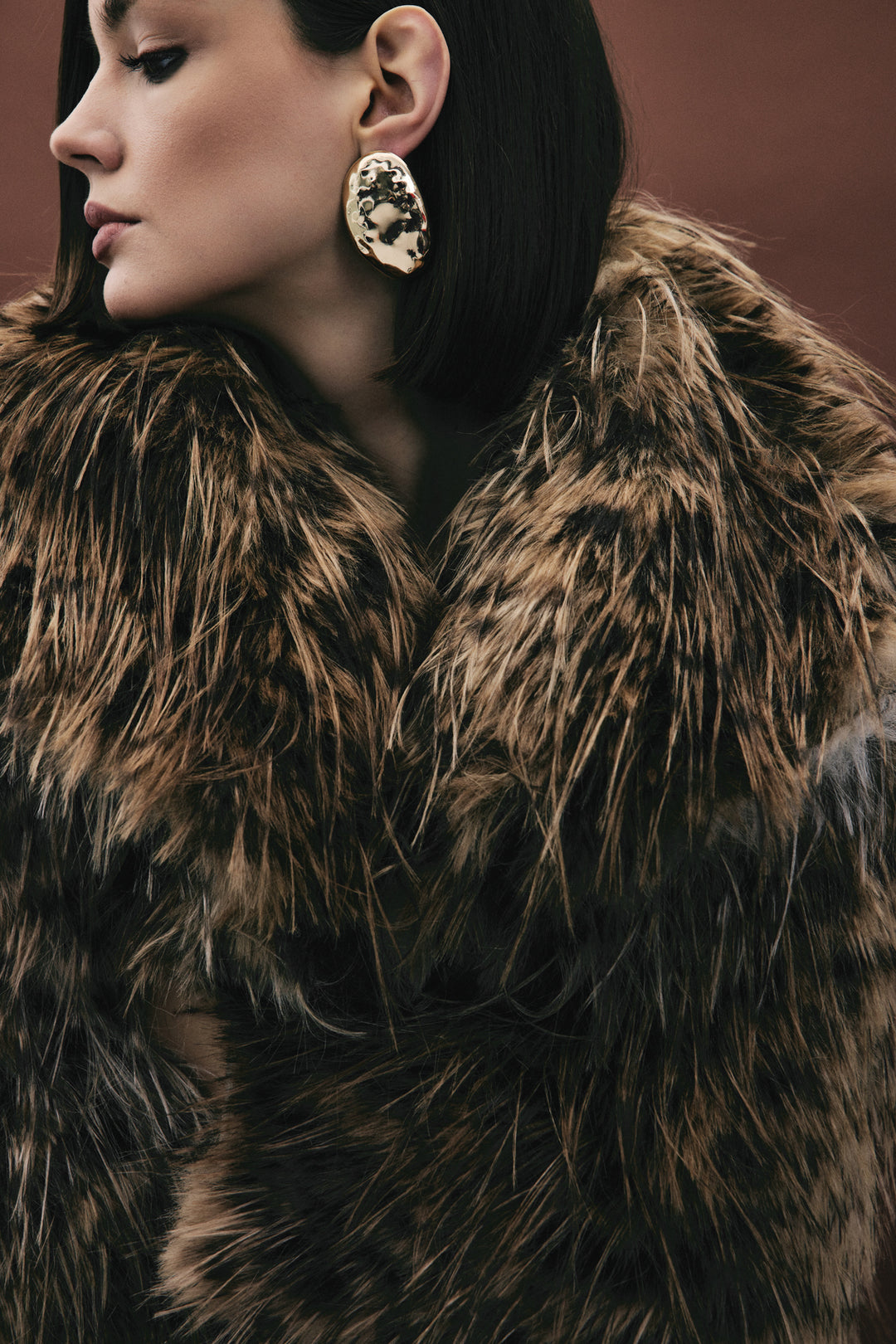 Sateen Faux Fur Léopard - Marron