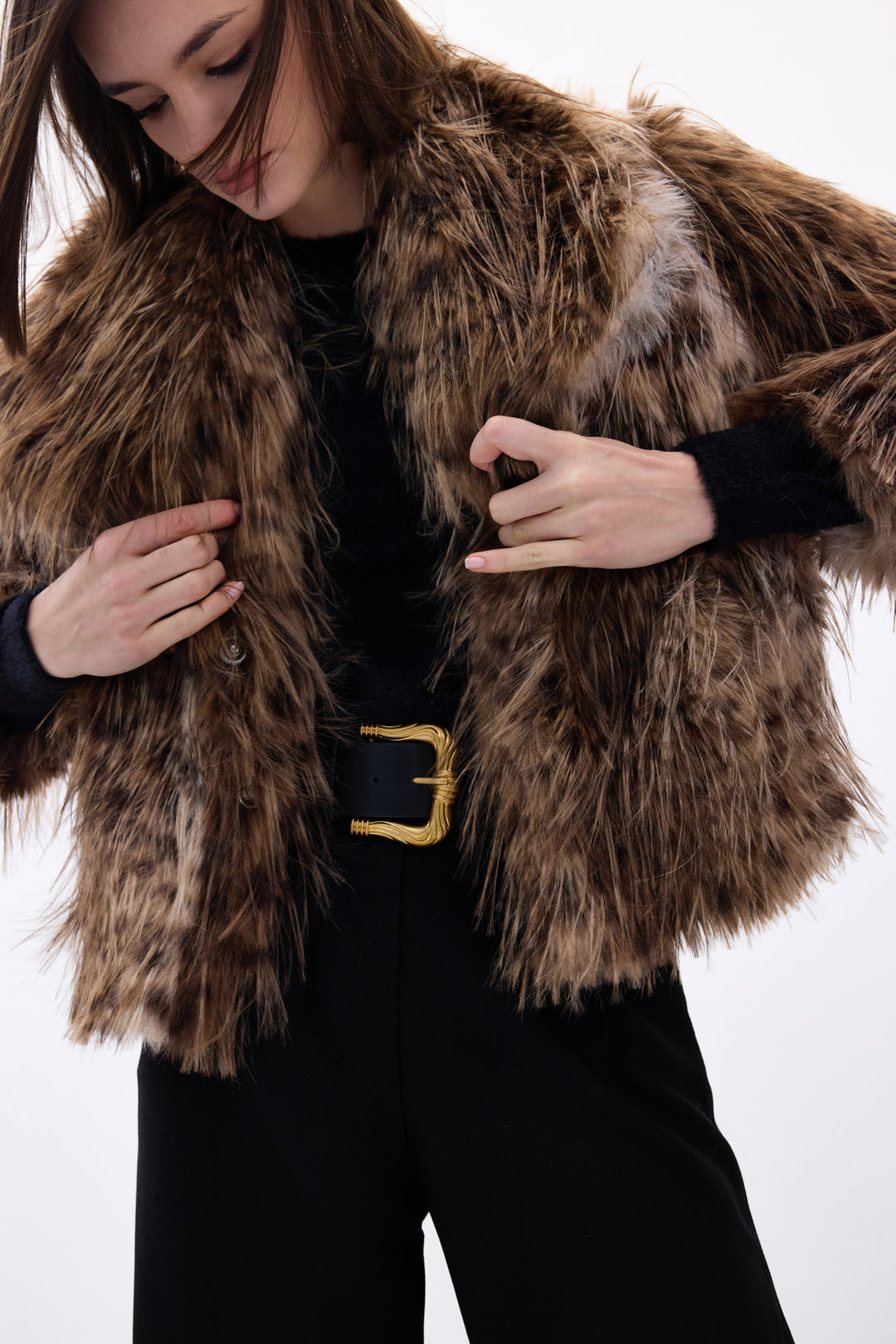 Sateen Faux Fur Léopard - Marron