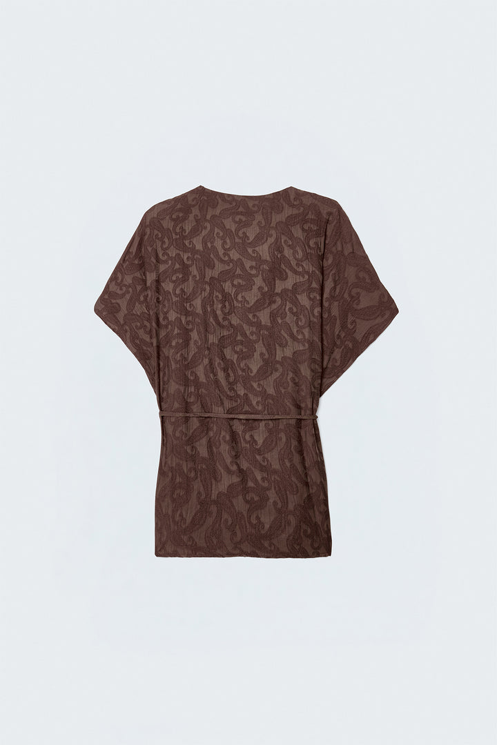 Sateen Lily Kimono - Marron