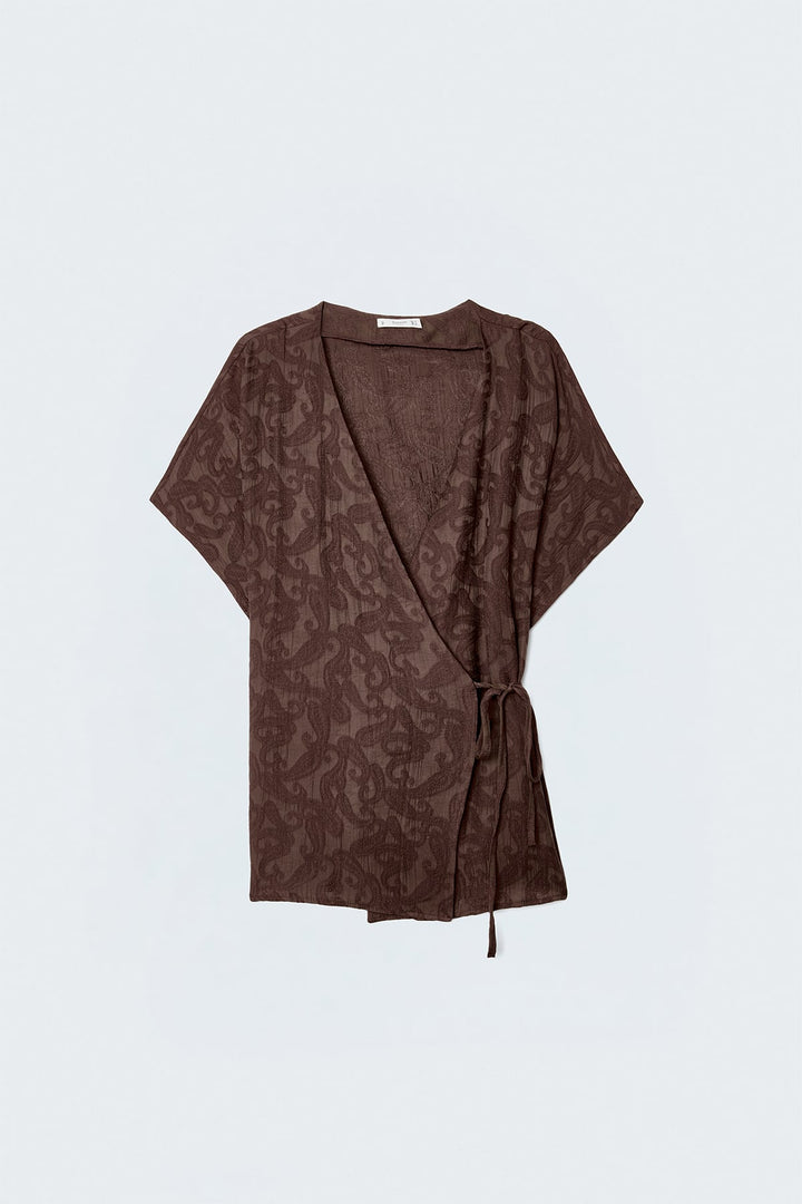 Sateen Lily Kimono - Marron