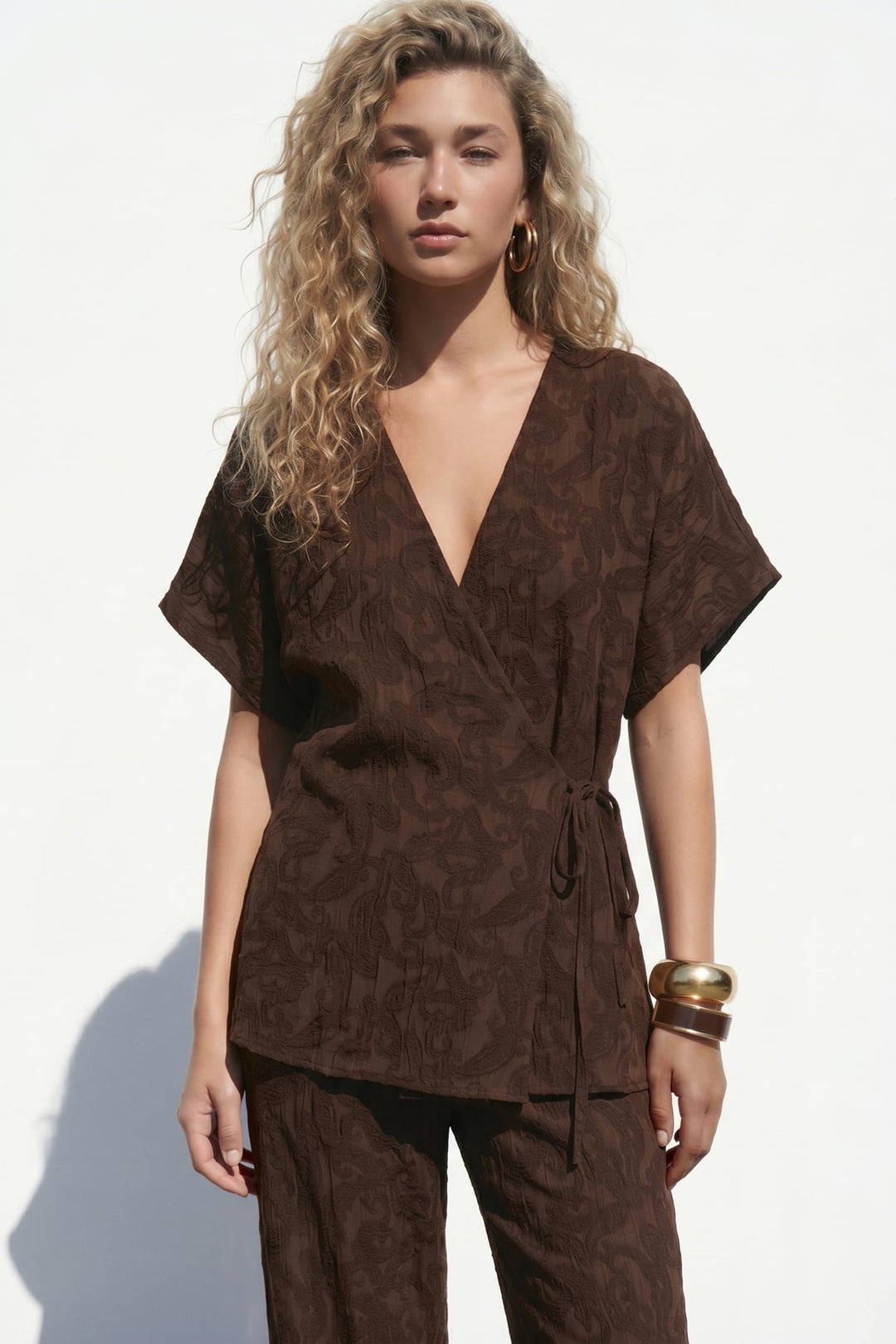 Sateen Lily Kimono - Marron