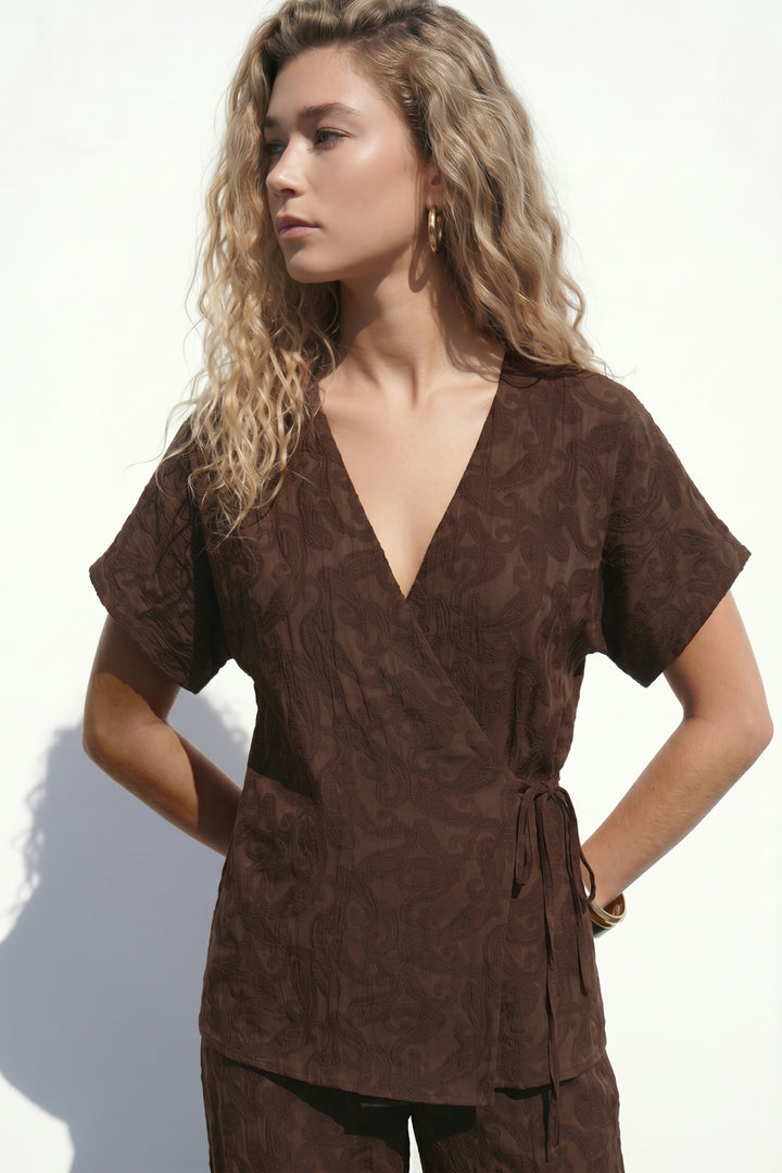 Sateen Lily Kimono - Marron