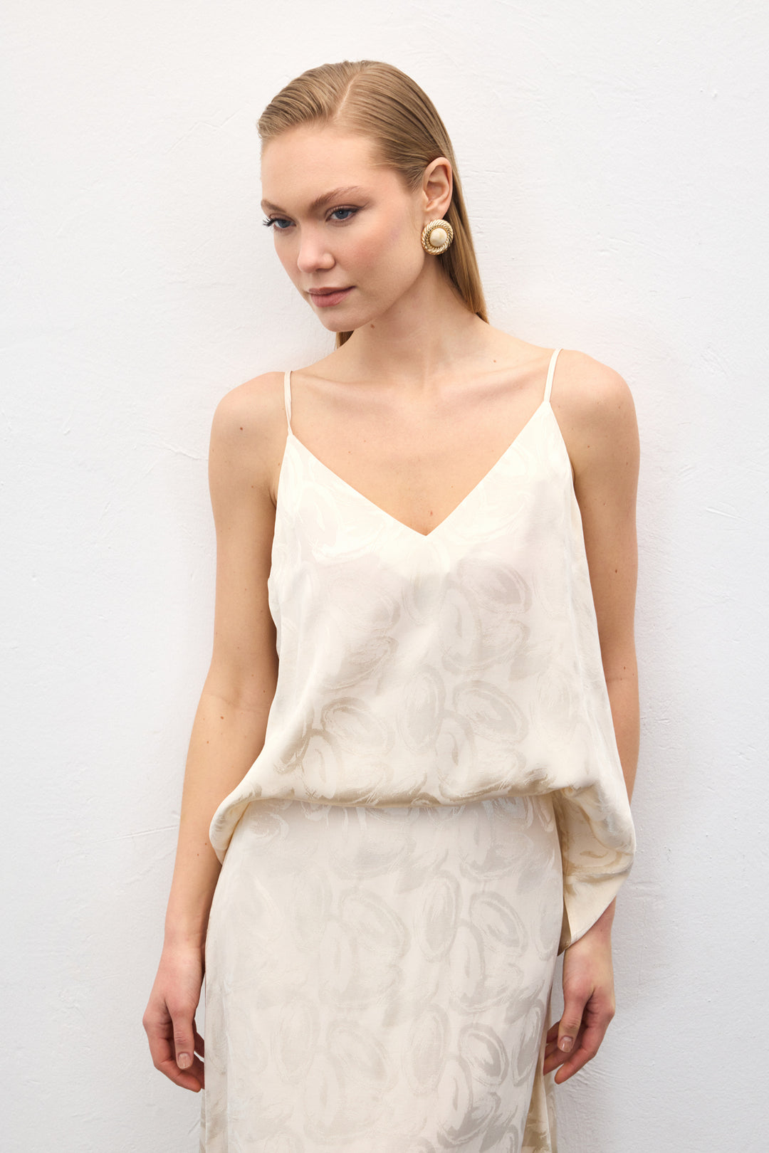 Sateen Lior Blouse Sans Manches - Beige