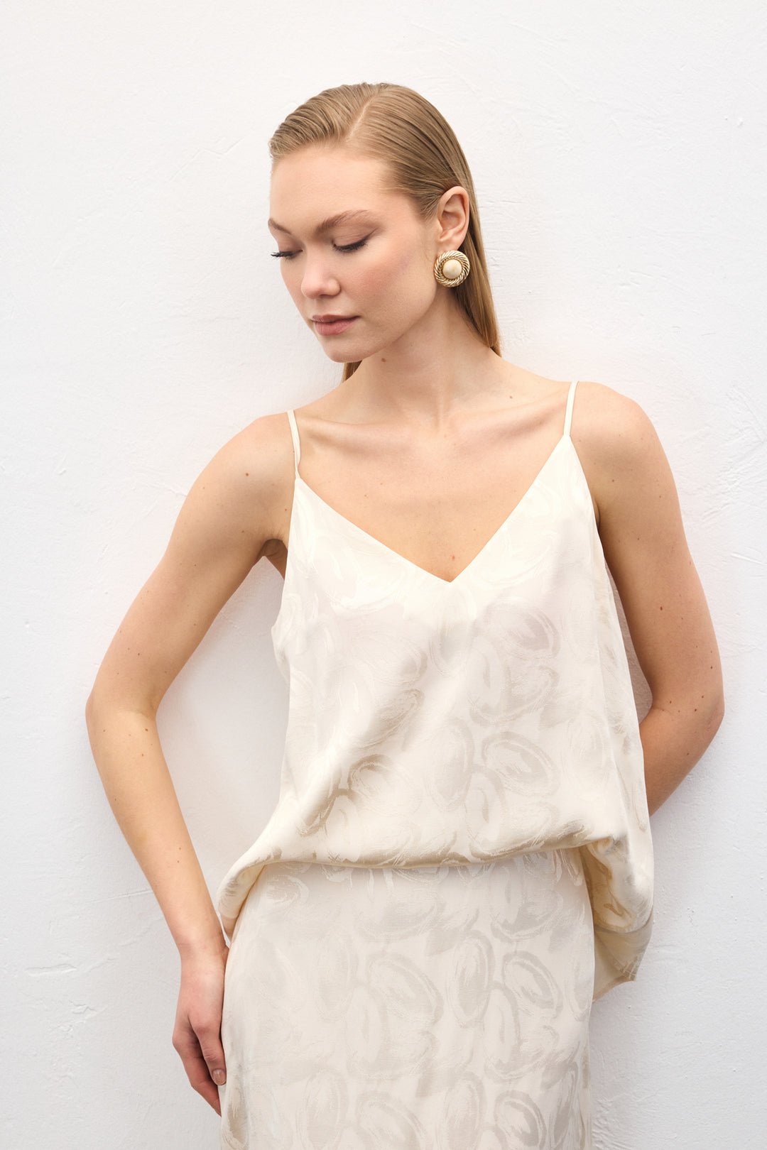 Sateen Lior Blouse Sans Manches - Beige