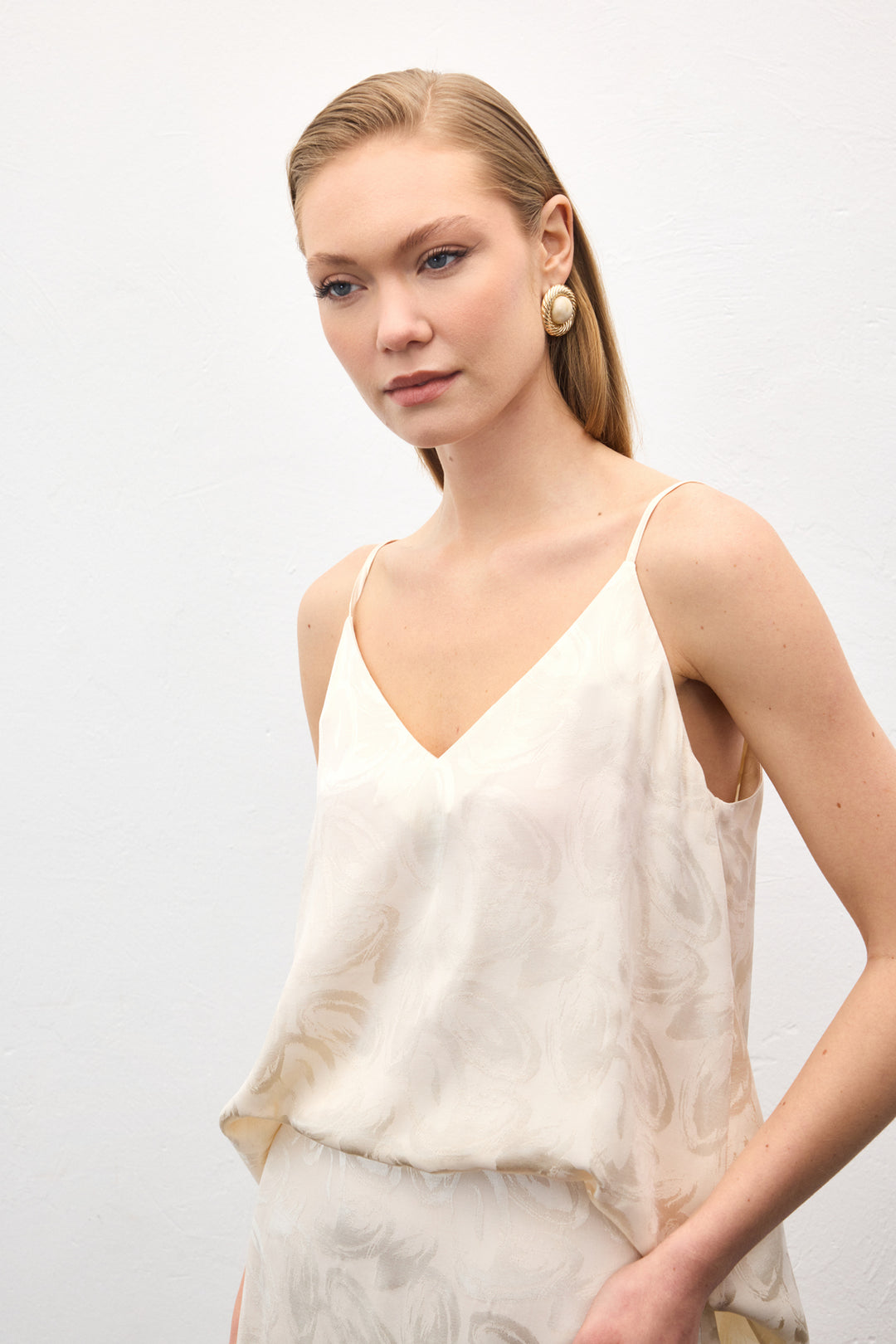 Sateen Lior Blouse Sans Manches - Beige